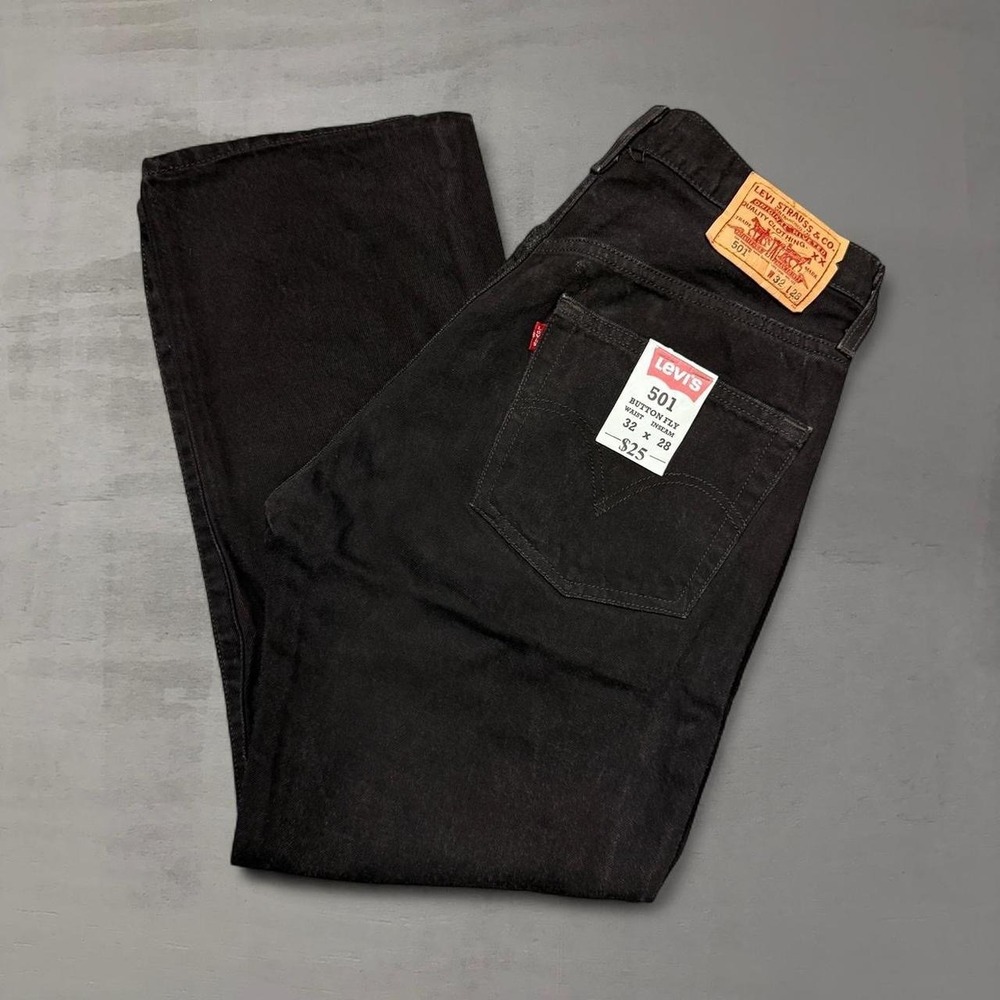 Vintage Levis 501 XX Jeans Black Button Fly Straight Leg Denim 32 x 28